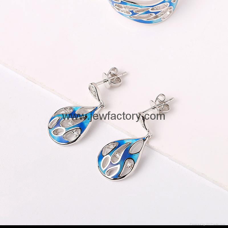 Jewelry OEM ODM Enamel Earrings Blue Gradient 925 Sterling Silver Jewelry 2