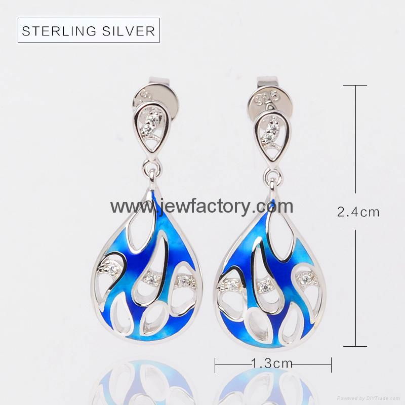 Jewelry OEM ODM Enamel Earrings Blue Gradient 925 Sterling Silver Jewelry 3