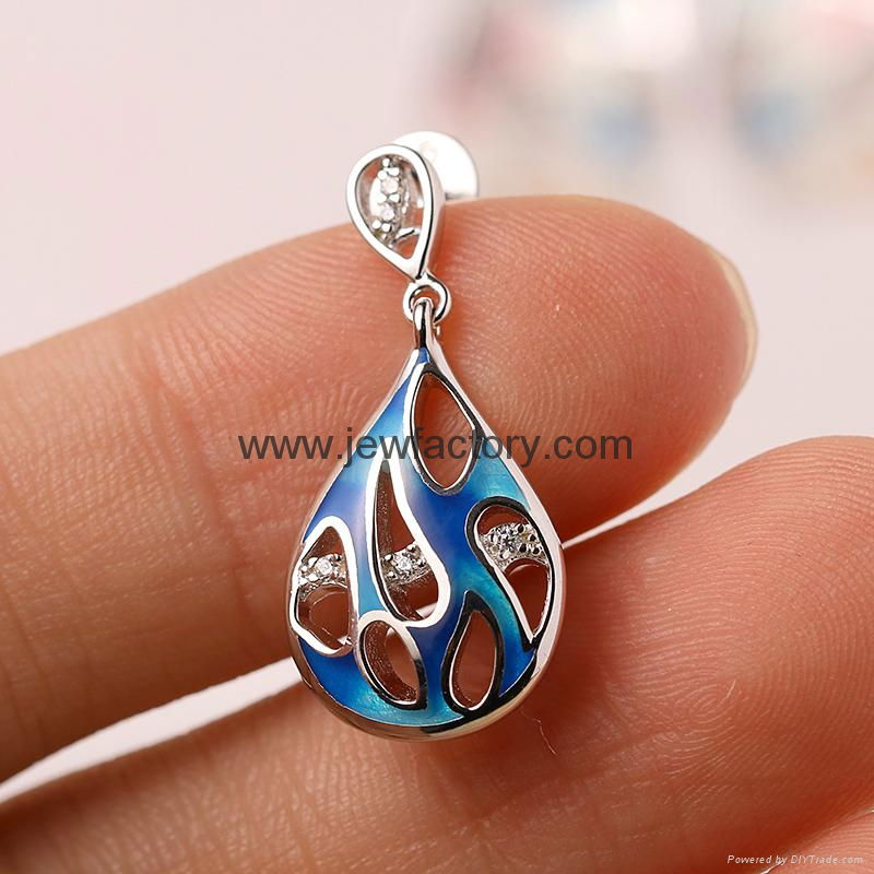 Jewelry OEM ODM Enamel Earrings Blue Gradient 925 Sterling Silver Jewelry 4