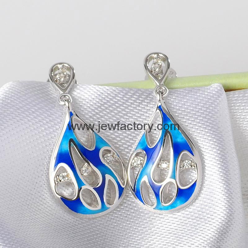 Jewelry OEM ODM Enamel Earrings Blue Gradient 925 Sterling Silver Jewelry 5