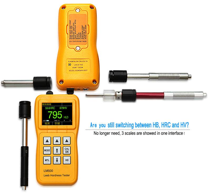 Hardness Test Device Portable Digital Durometer Color Leeb Hardness Tester LM500 YUSHI