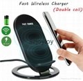 2 Coils Qi Fast Wireless Charger Stand Phone Holder with USB Cable for iphone 4