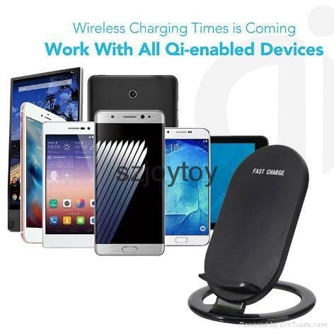 2 Coils Qi Fast Wireless Charger Stand Phone Holder with USB Cable for iphone 5