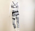 Wholesale Black and white stripes yoga sets yoga fitness sets