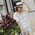 Lace Embroidered Short Sleeve Shirt Computer Embroidered Summer Lace Top Female  2
