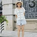 Lace Embroidered Short Sleeve Shirt Computer Embroidered Summer Lace Top Female  4
