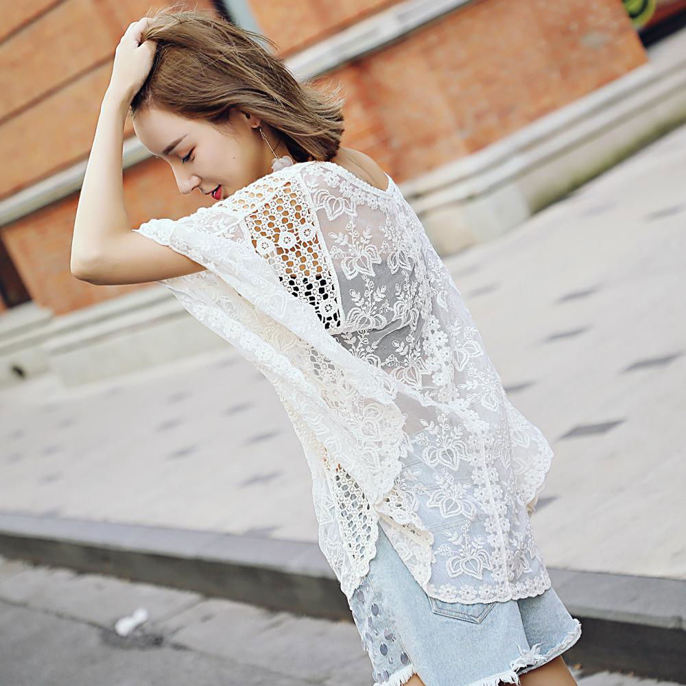 Lace Trousers Fall New Loose Lace Beach Blouse Fall Lace Embroidery Wide Sleeve  3