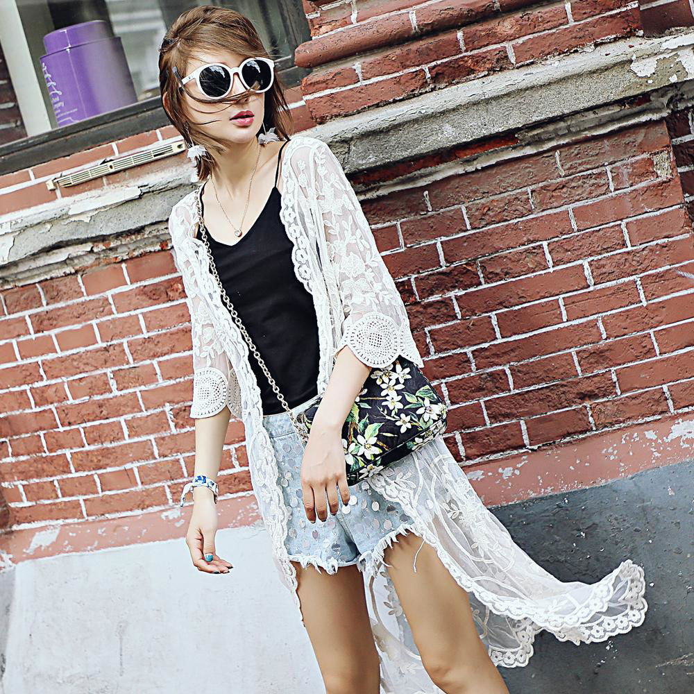 Long paragraph lace blouse beach lace sunscreen seven points sleeves lace wild l 3