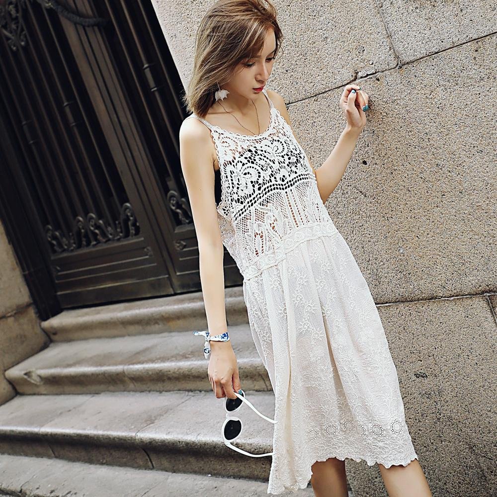 Lace Hollow Sling Dress Hollow Lace Sling Summer Dress Lace Holder Embroidered D 4