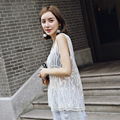 Lace embroidery blouse sleeveless net yarn lace blouse summer explosion style la 5