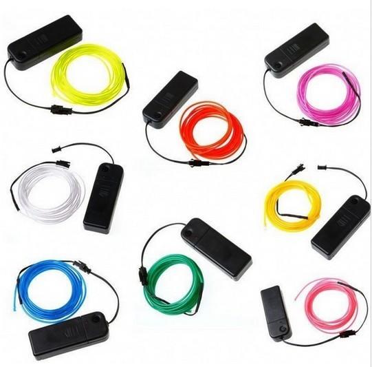 3M LED Neon Light Glow EL Wire Rope Cable Strip For Shoes Clothing Car