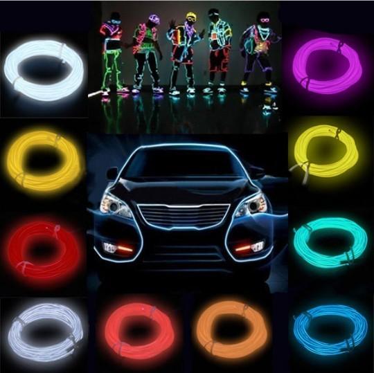 3M LED Neon Light Glow EL Wire Rope Cable Strip For Shoes Clothing Car 2