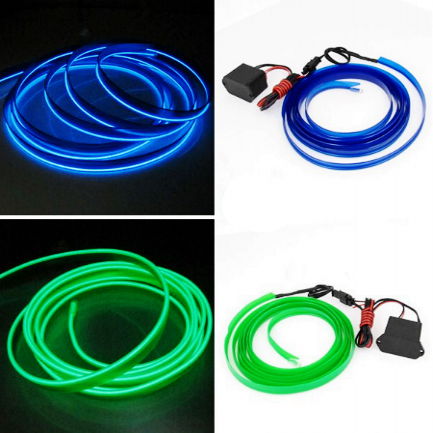 3M Flat Thin Flexible EL Wire Neon Light Electroluminescent Lighting Tape 2