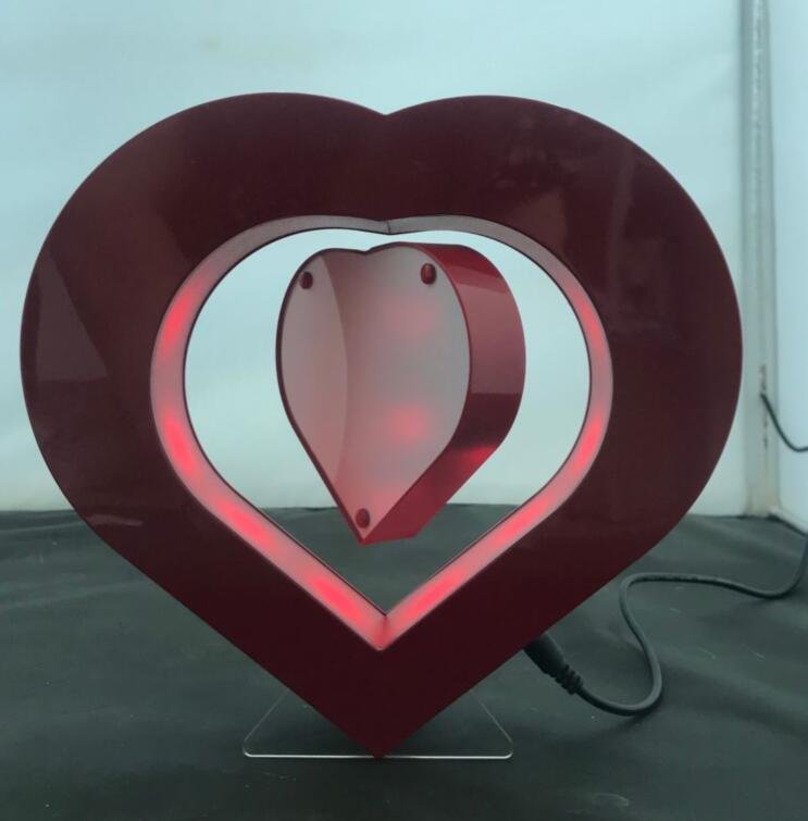 heart shape magnetic floating levitate pop photo frame display racks 