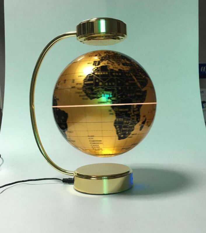 8inch stainless steel maglev levitate  floating globe with lighting change color