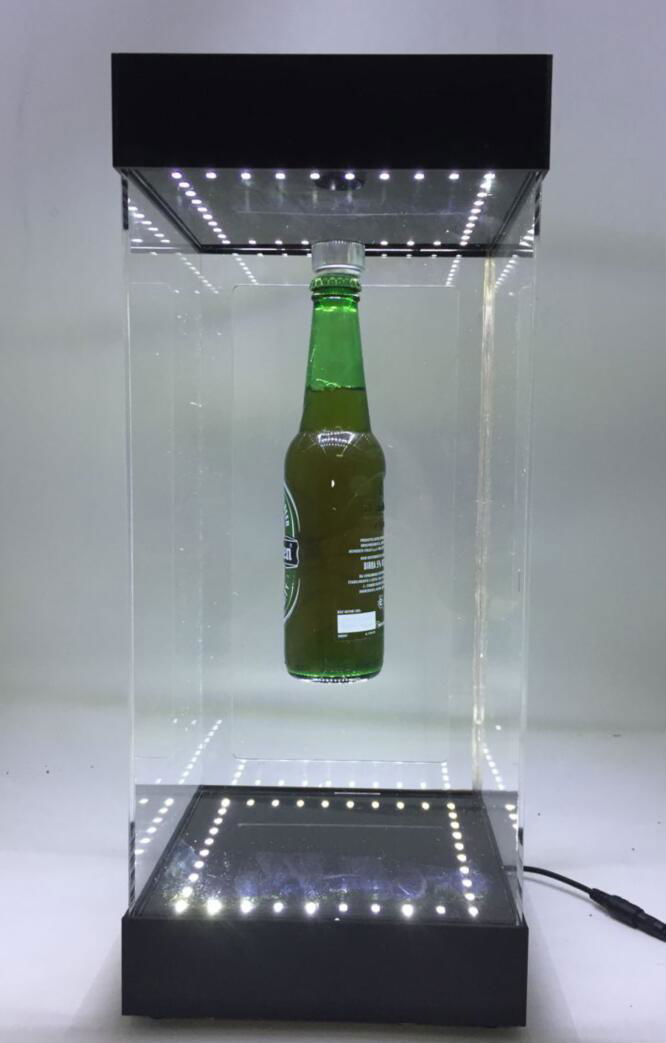 new transparent case magnetic floating levitate pop jewelry beer bottle display 2