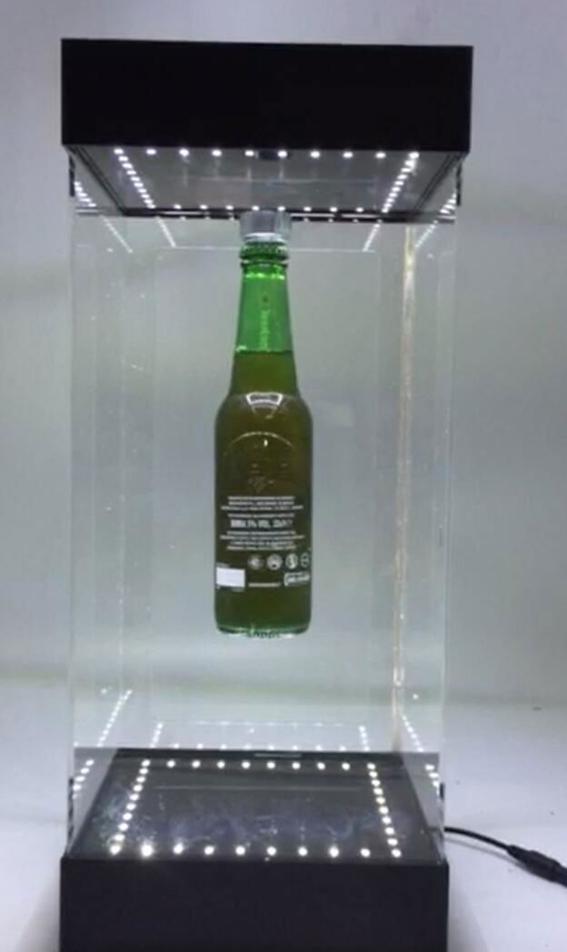 new transparent case magnetic floating levitate pop jewelry beer bottle display 4