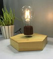 new 360 rotating  wooden base magnetic floating levitating  led bulb lamp light  3