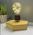 new 360 rotating  wooden base magnetic floating levitating  led bulb lamp light  1