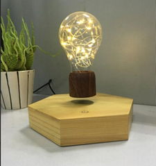 new 360 rotating  wooden base magnetic floating levitating  led bulb lamp light 