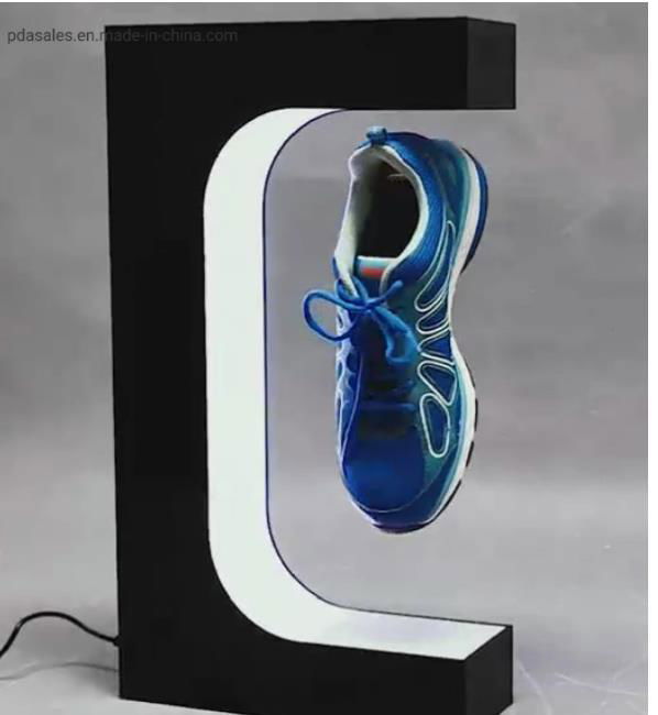 360 rotating led light magnetic levitation floating sneaker shoes display stand  2