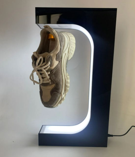 360 rotating led light magnetic levitation floating sneaker shoes display stand  3