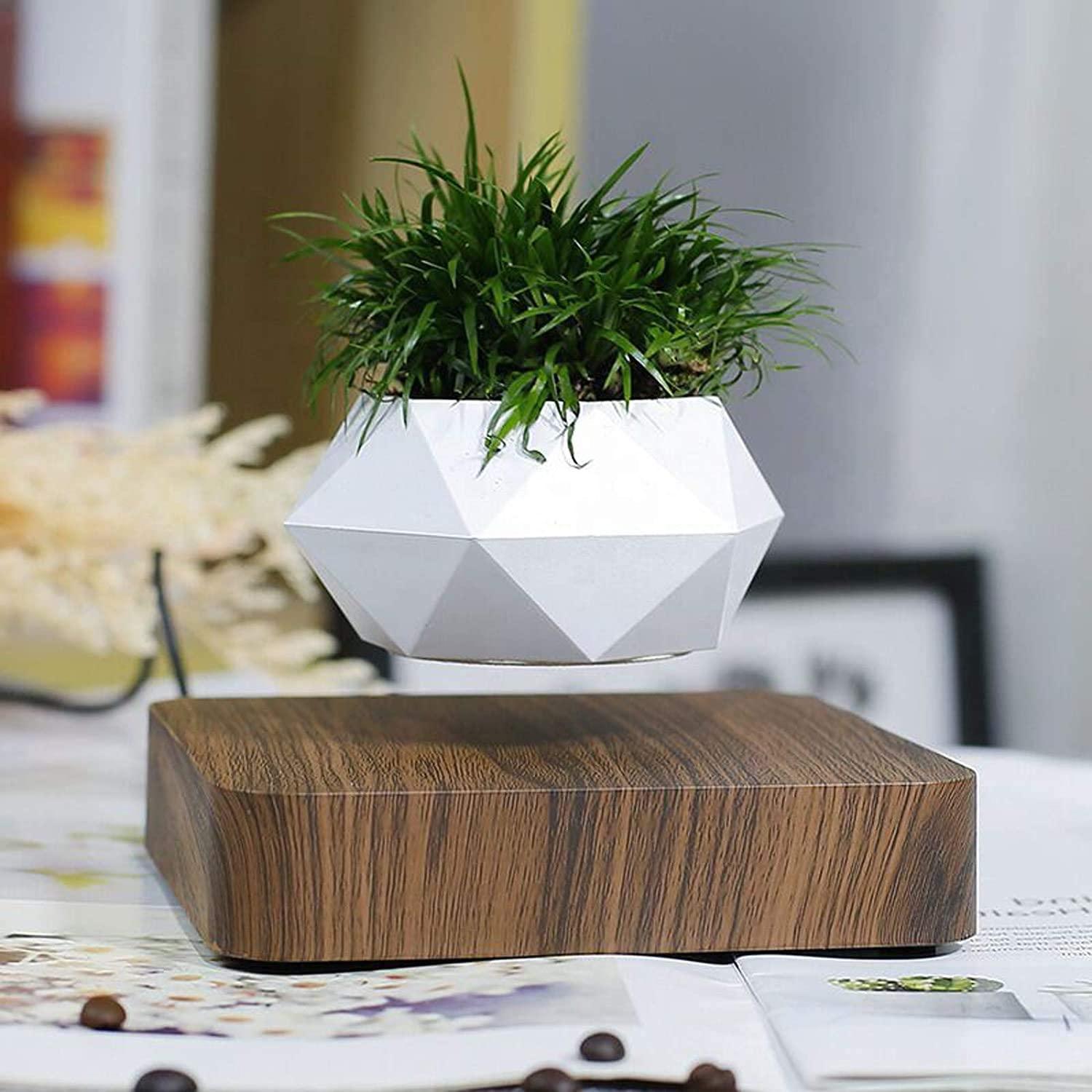 square base magnetic levitation floating desk air bonsai plant pot for decor