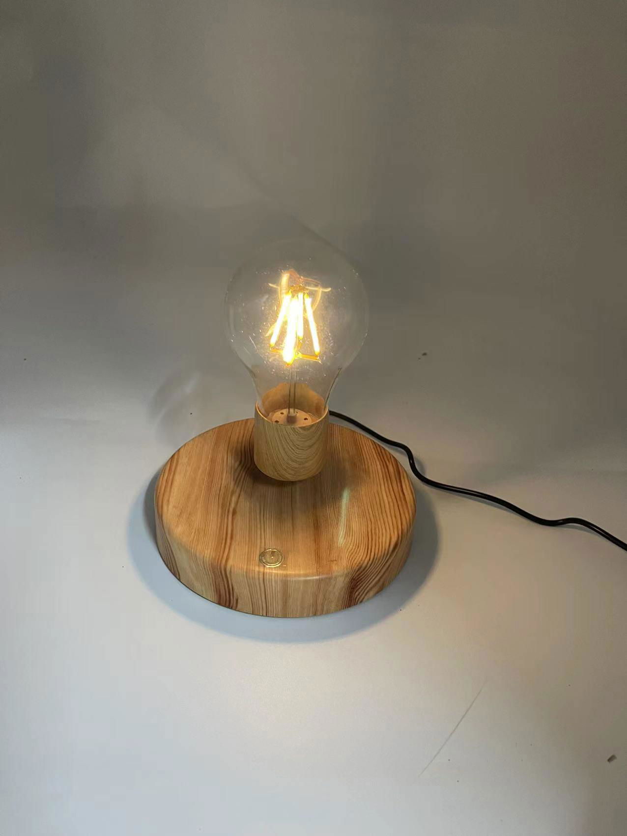 round base magnetic levitation bottom desk lamp light bulb  3