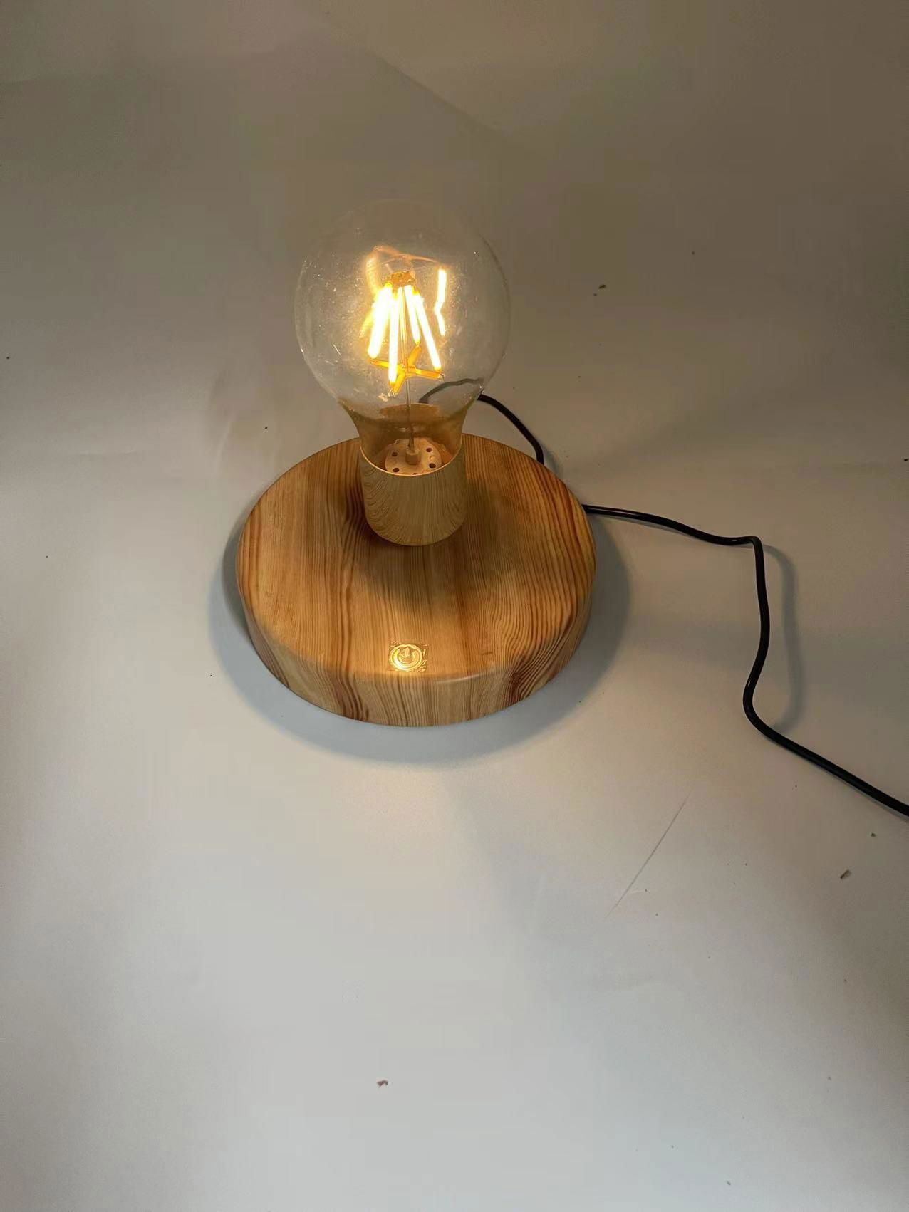 round base magnetic levitation bottom desk lamp light bulb  4