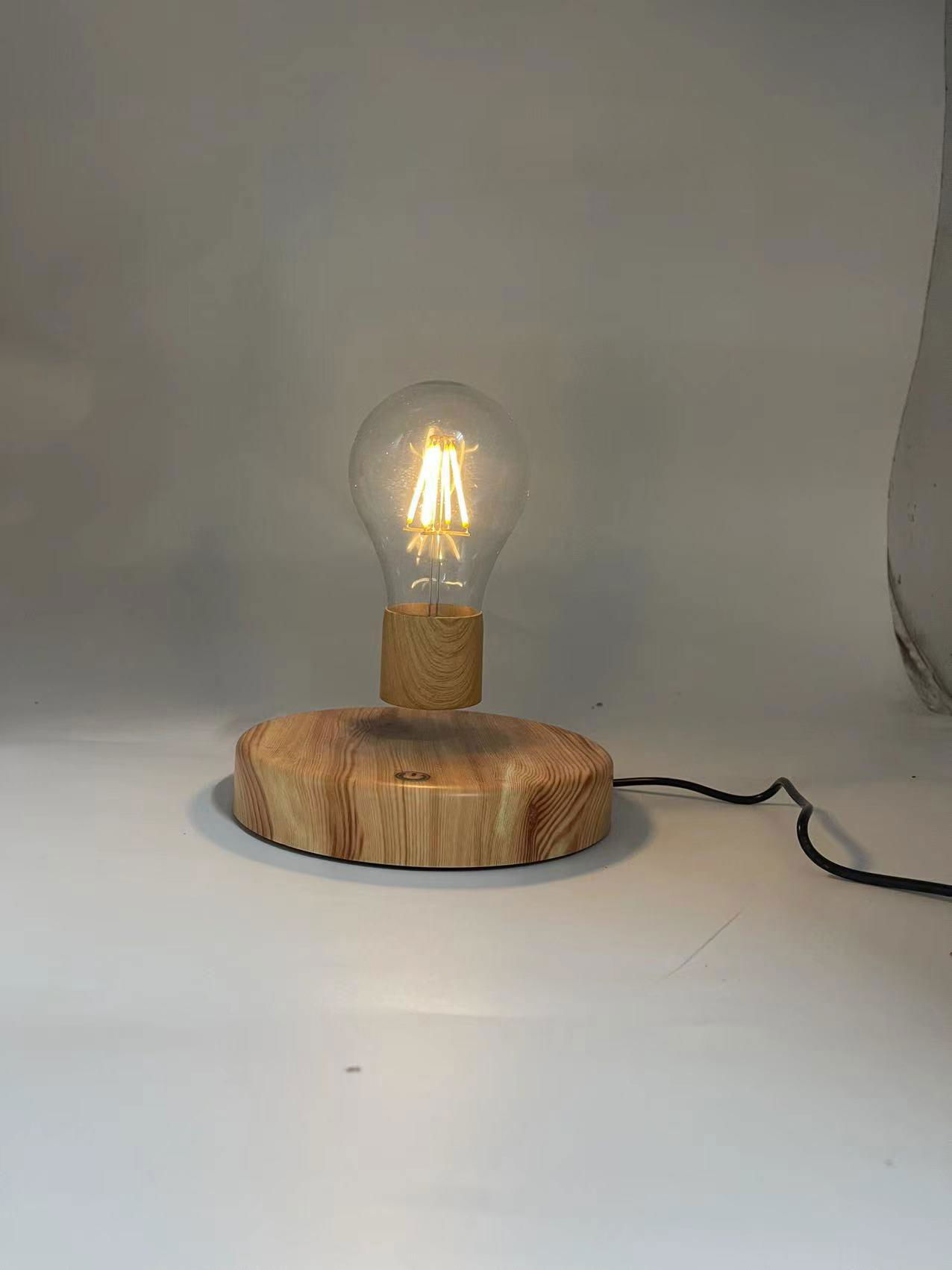 round base magnetic levitation bottom desk lamp light bulb  5