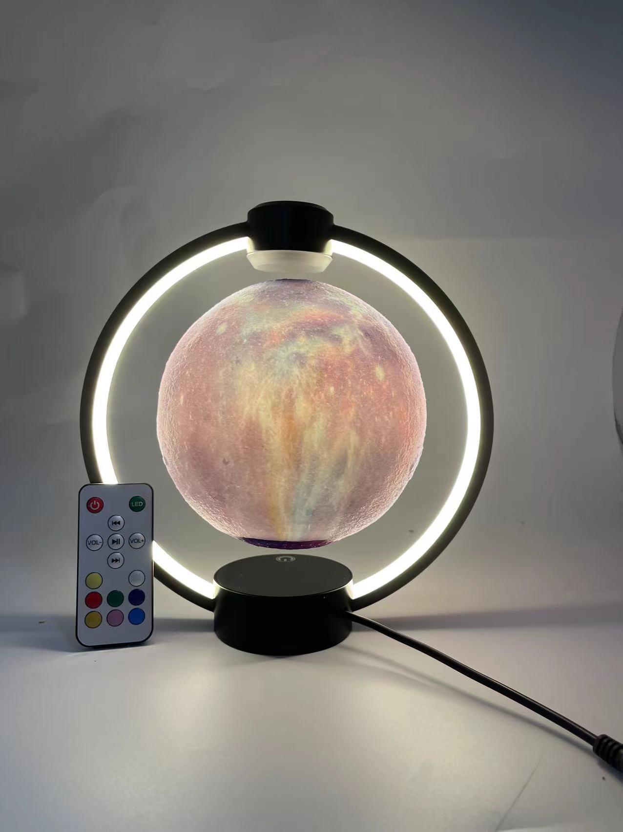 360 rotating magnetic levitation floating bluetooth spaker with moon lamp  3