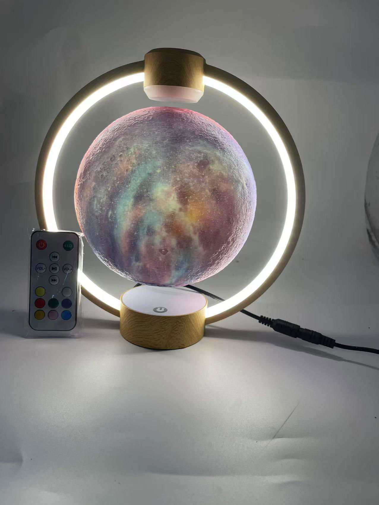360 rotating magnetic levitation floating bluetooth spaker with moon lamp