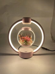 pink round magnetic levitation floating levitation Immortal flower ball lamp 