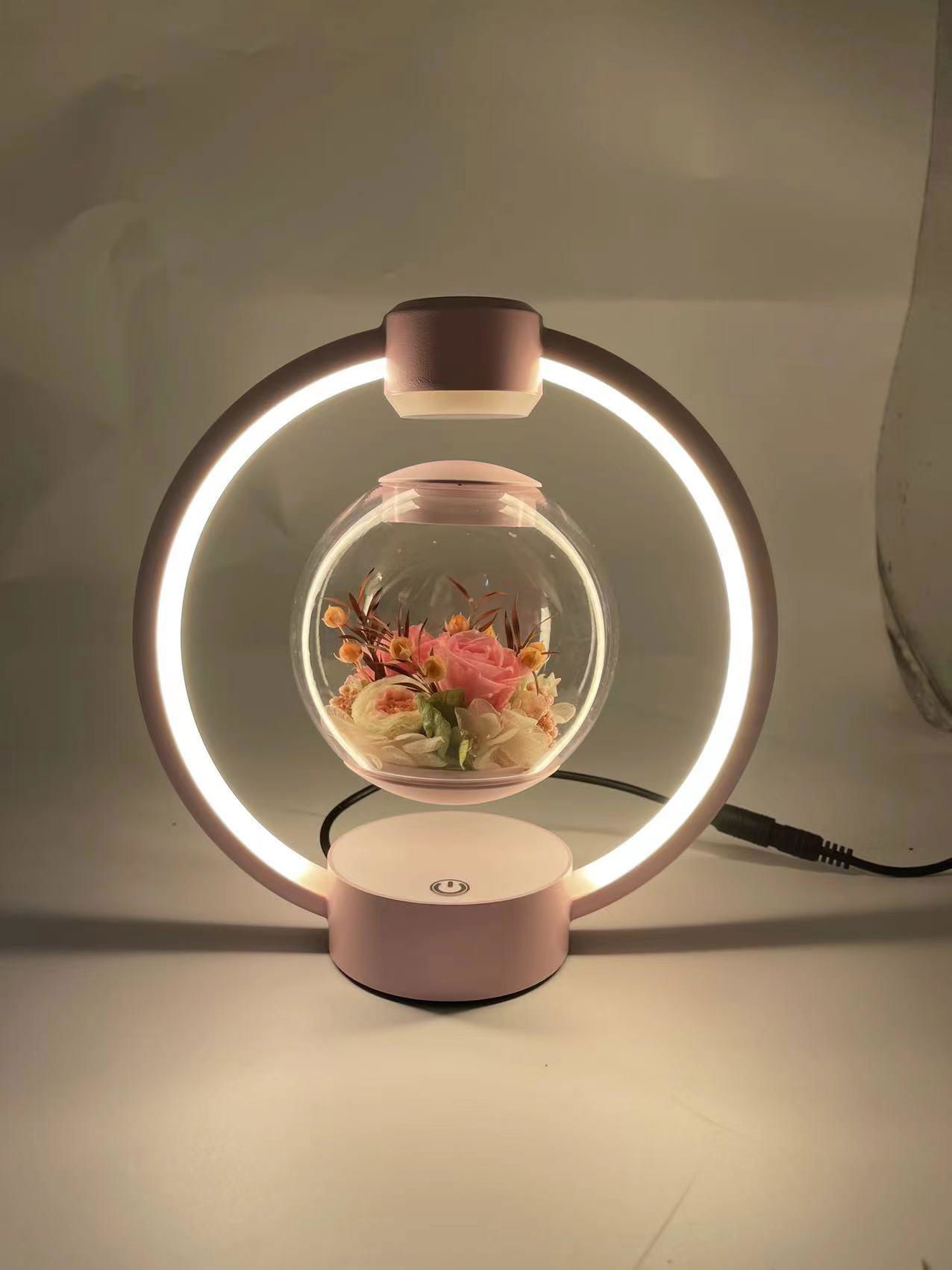 gift 360 rotating Preserved Roses Flowers light  Magnetic Levitating Custom