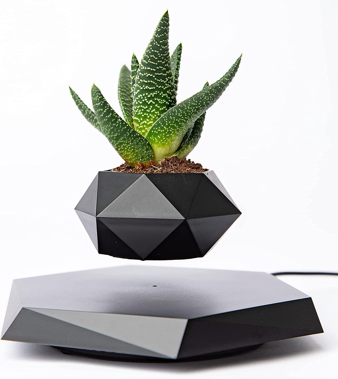 hotsale magnetic levitation black desk plant pot flower gift decoration  2