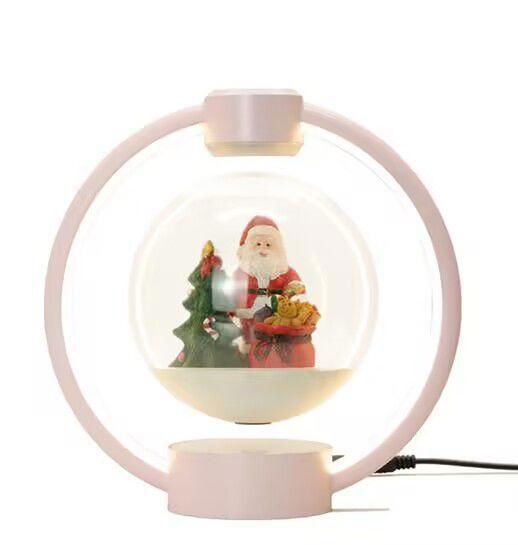 pink magnetic levitation floating christmas decoration light lamp for gift 