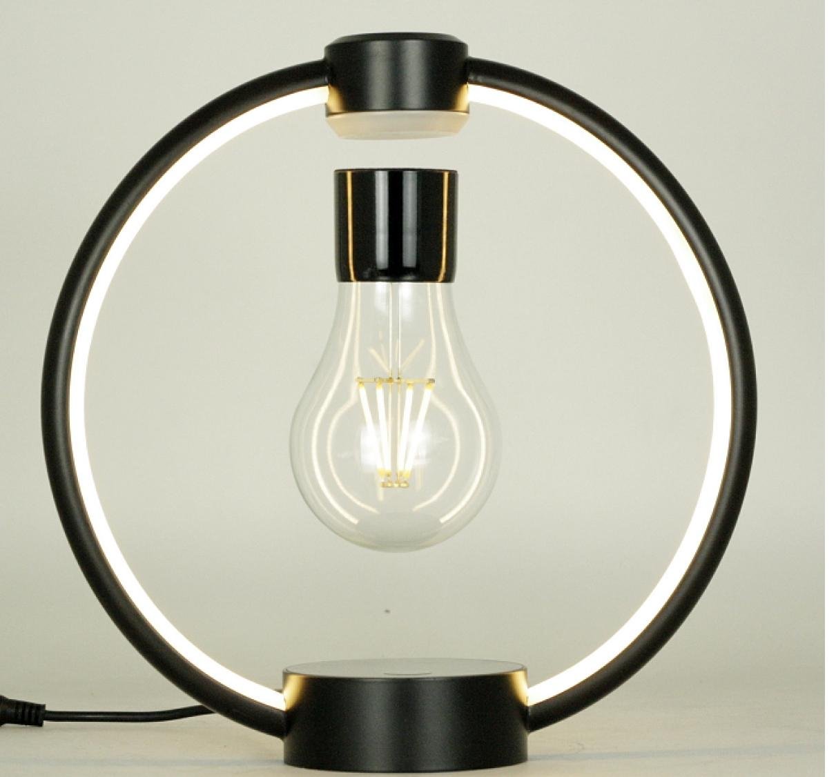 black metal frame magnetic levitation floating light bulb lamp