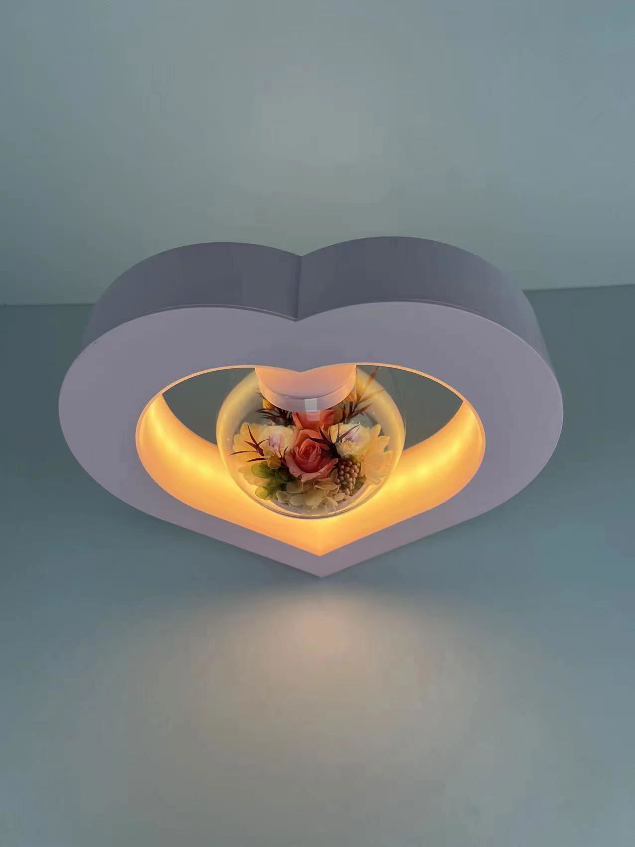 pink heart shape magnetic levitation floating preserved flower night light  2