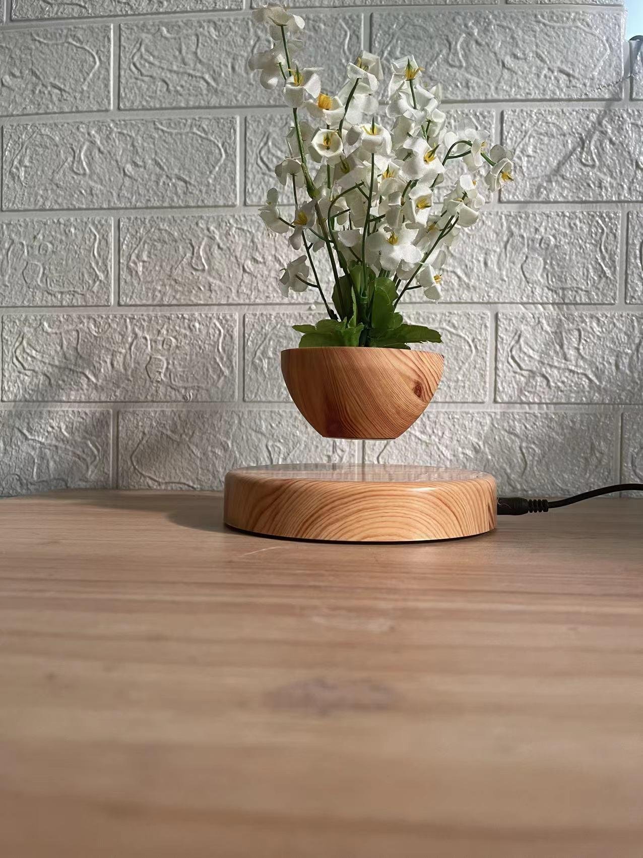 round base magnetic levitation floating plant air bonsai flowerpot for decor 2