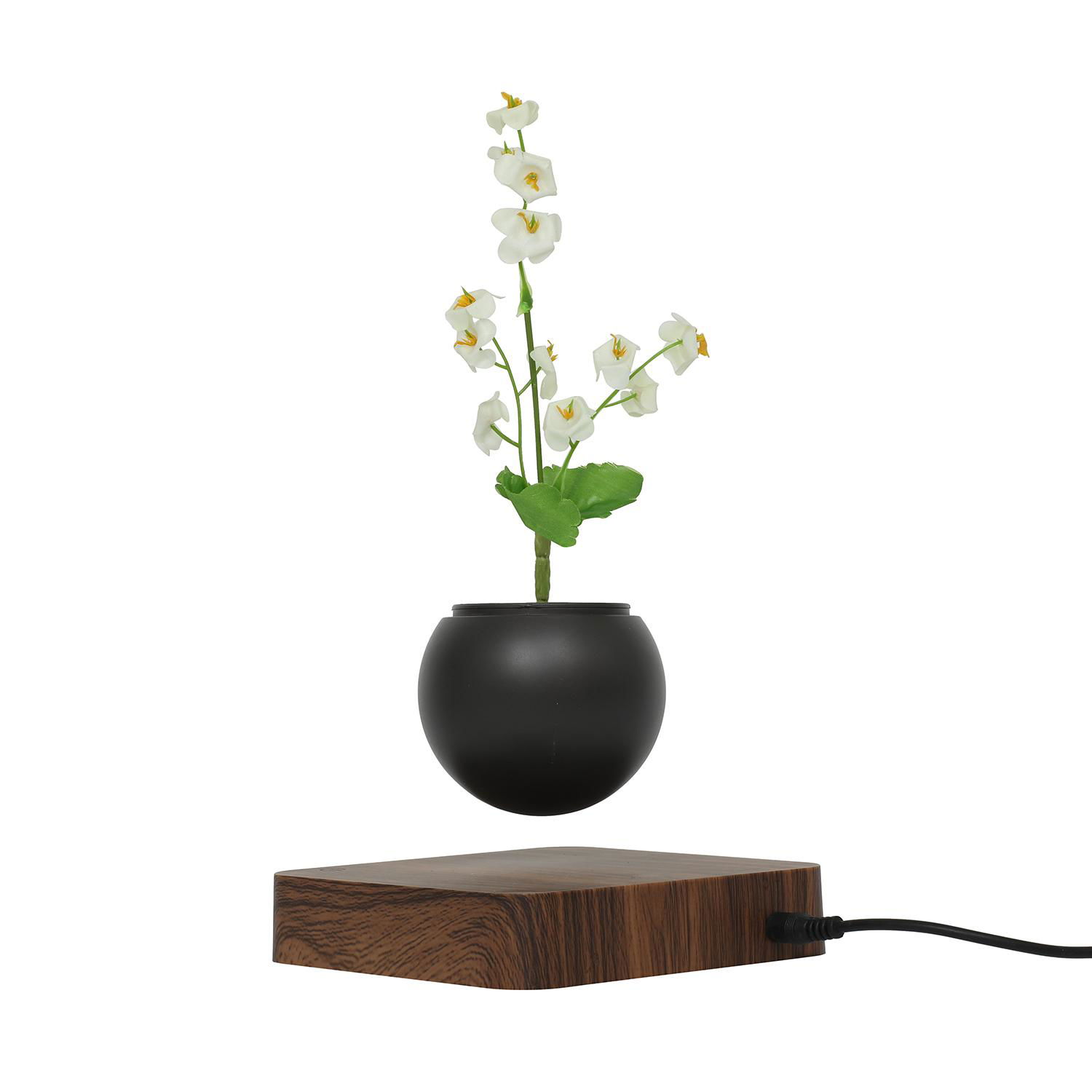 square base magnetic levitation desk floating plant bonsai flowerpot for gift