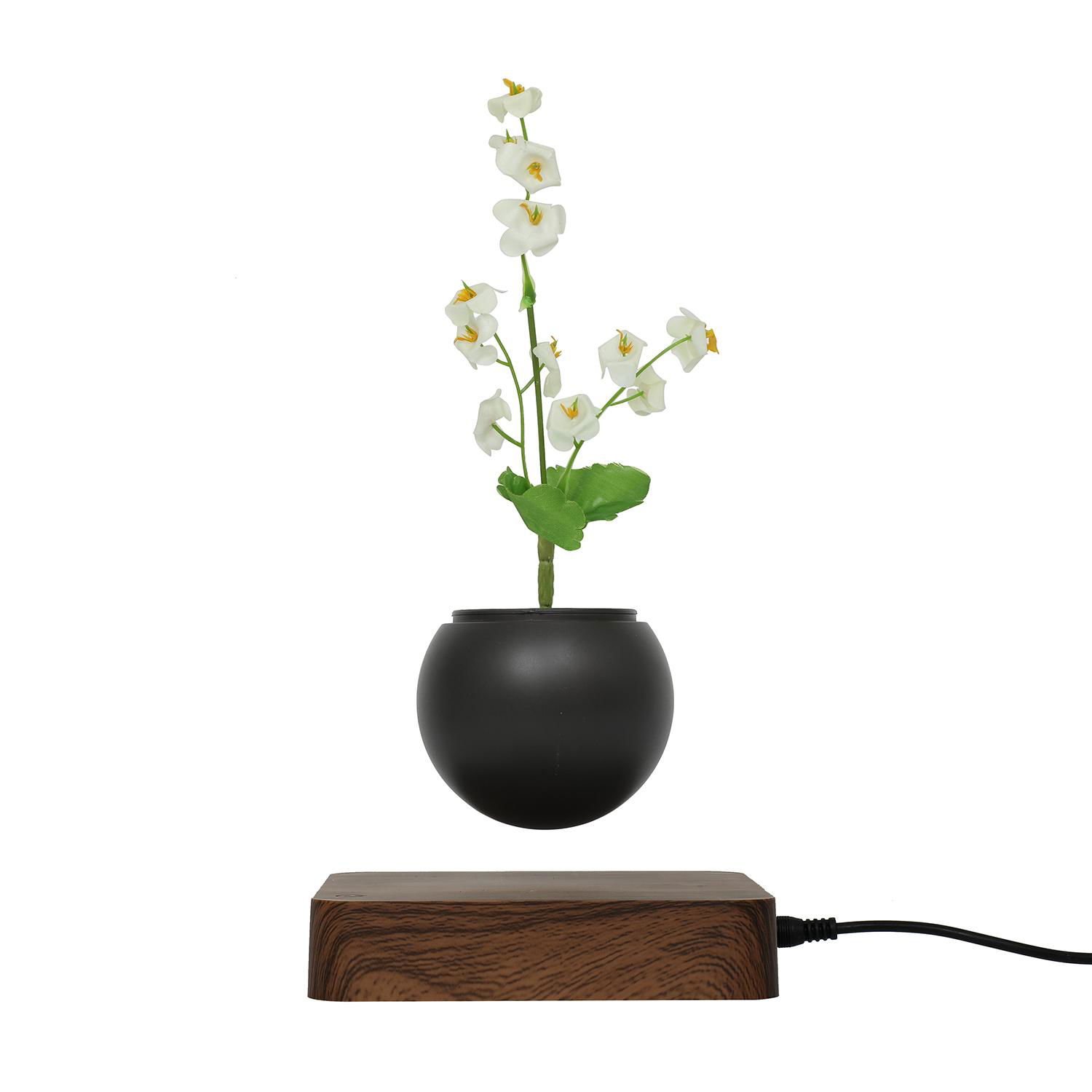 square base magnetic levitation desk floating plant bonsai flowerpot for gift  4