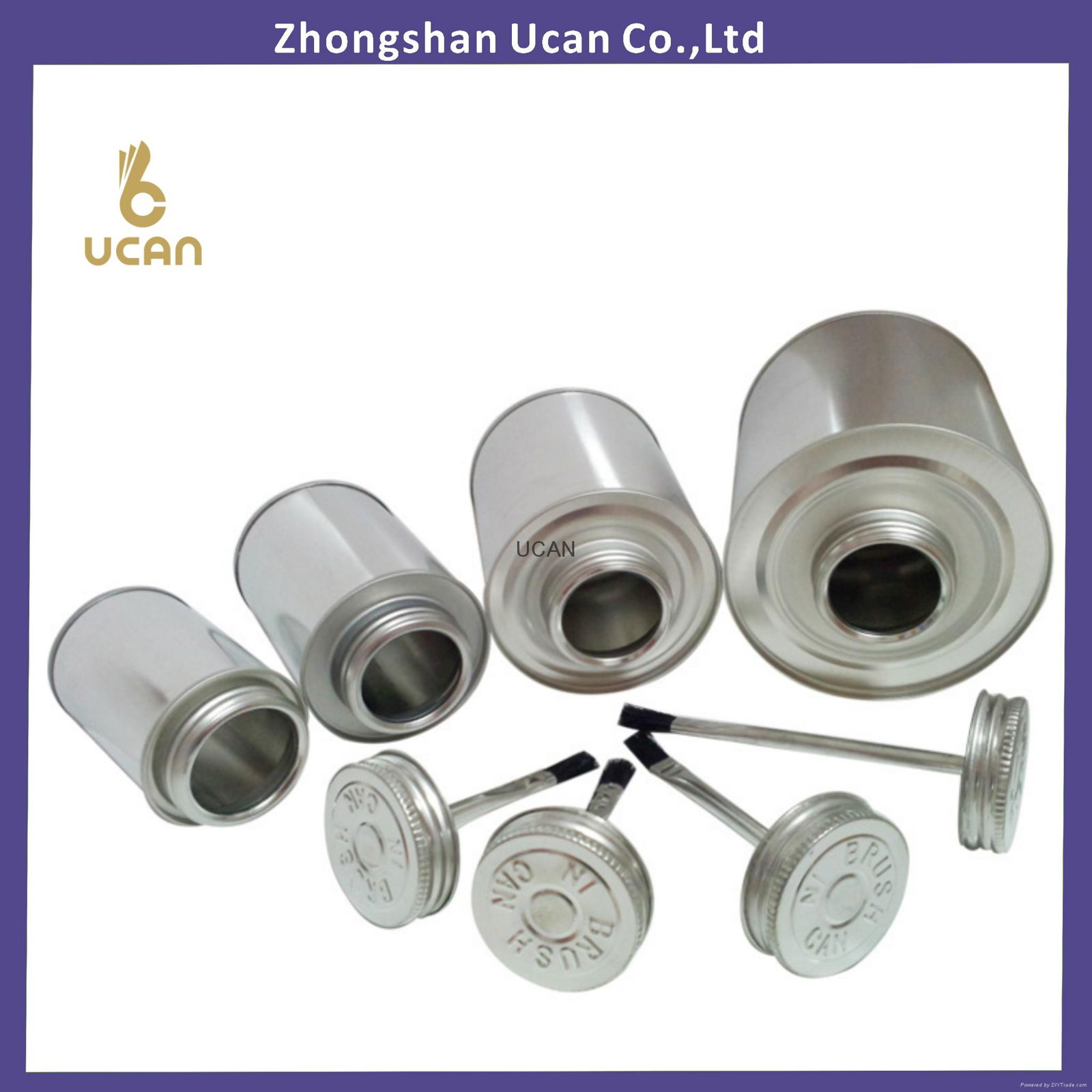 Screw top glue tins pvc tin cpvc tin round cans with dauber brush