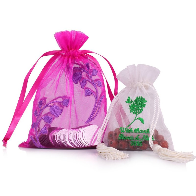 Customized festival candy gift organza drawstring bag 3