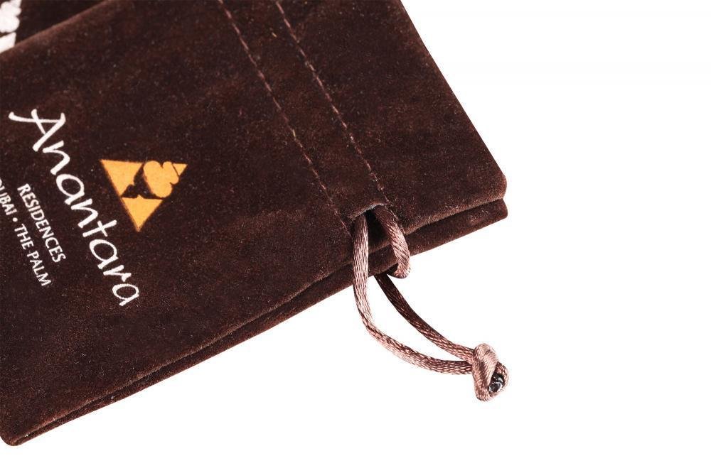 Customized screen printing Brown velvet pouch