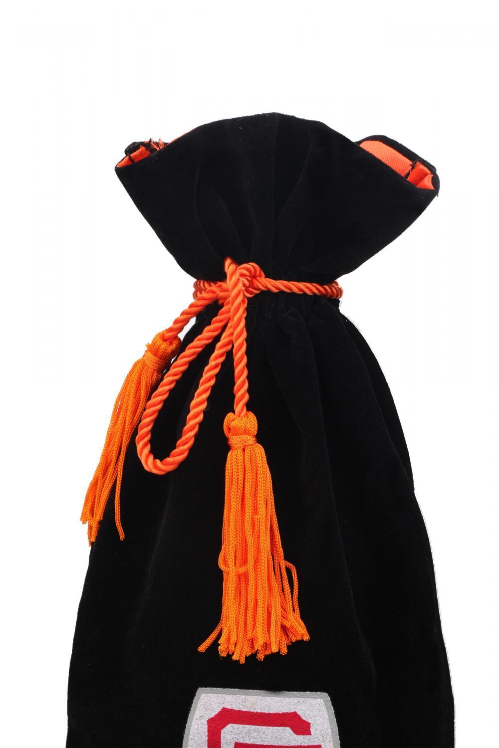 Customized Black velvet wine pouch with tassel 2