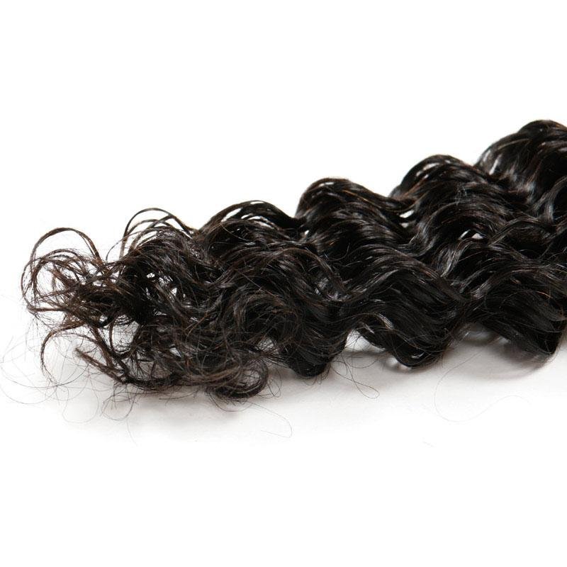 8A Brazilian Deep Wave Human Virgin Hair Weave 4 Bundles With Lace Closure 2