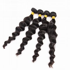 8A Brazilian Loose Wave Human Virgin Hair Weave 4 Bundles With Lace Closure