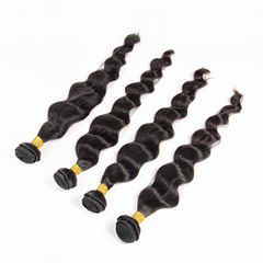 8A Brazilian Loose Wave Human Virgin Hair Weave 3 Bundles With Lace Closure