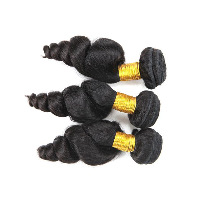 8A Brazilian Loose Tight Human Virgin Hair Weave 3 Bundles With Lace Closure