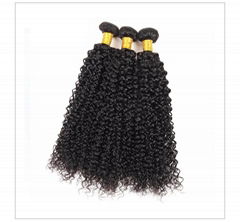 8A Brazilian Kinky Curly Human Virgin Hair Weave 4 Bundles With Lace Closure